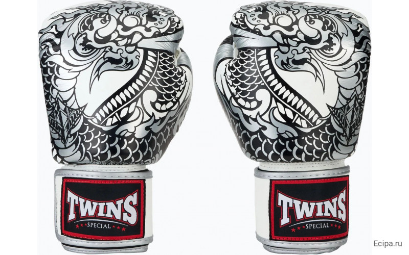 Боксерские перчатки Twins Special FBGVL3-52 Dragon white silver 12 oz